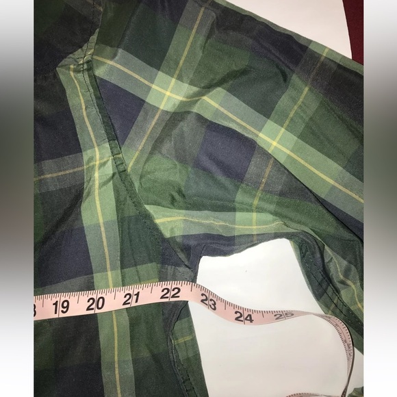 NEW Carbon green blue checkered PLAID Shirt mens classic Fit roll Tab mens Large - Picture 9 of 10